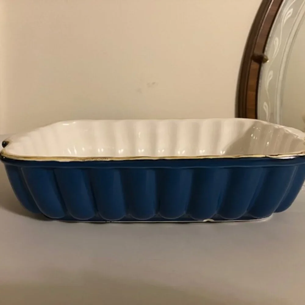 Sur La Table Blue Scalloped Casserole Dish